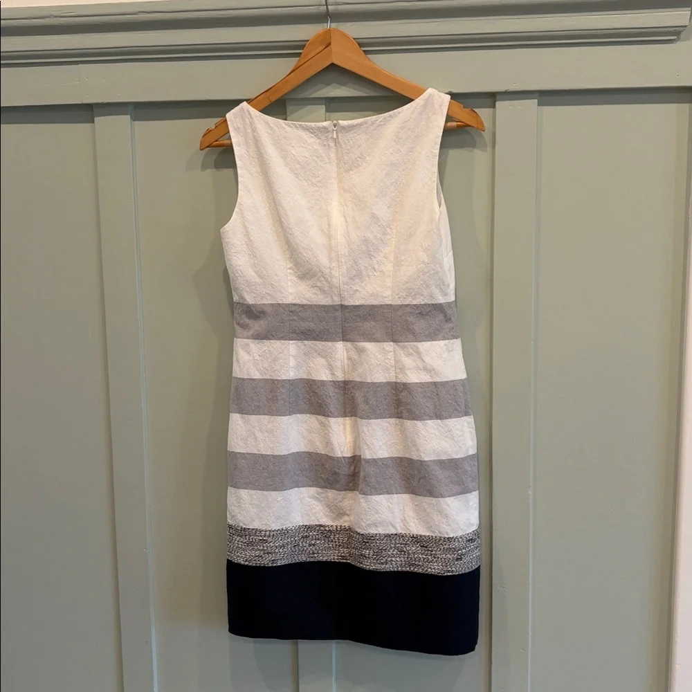 {MaxMara} Sleeveless Striped Shift Dress in White, Gray & Black - Picture 3 of 7